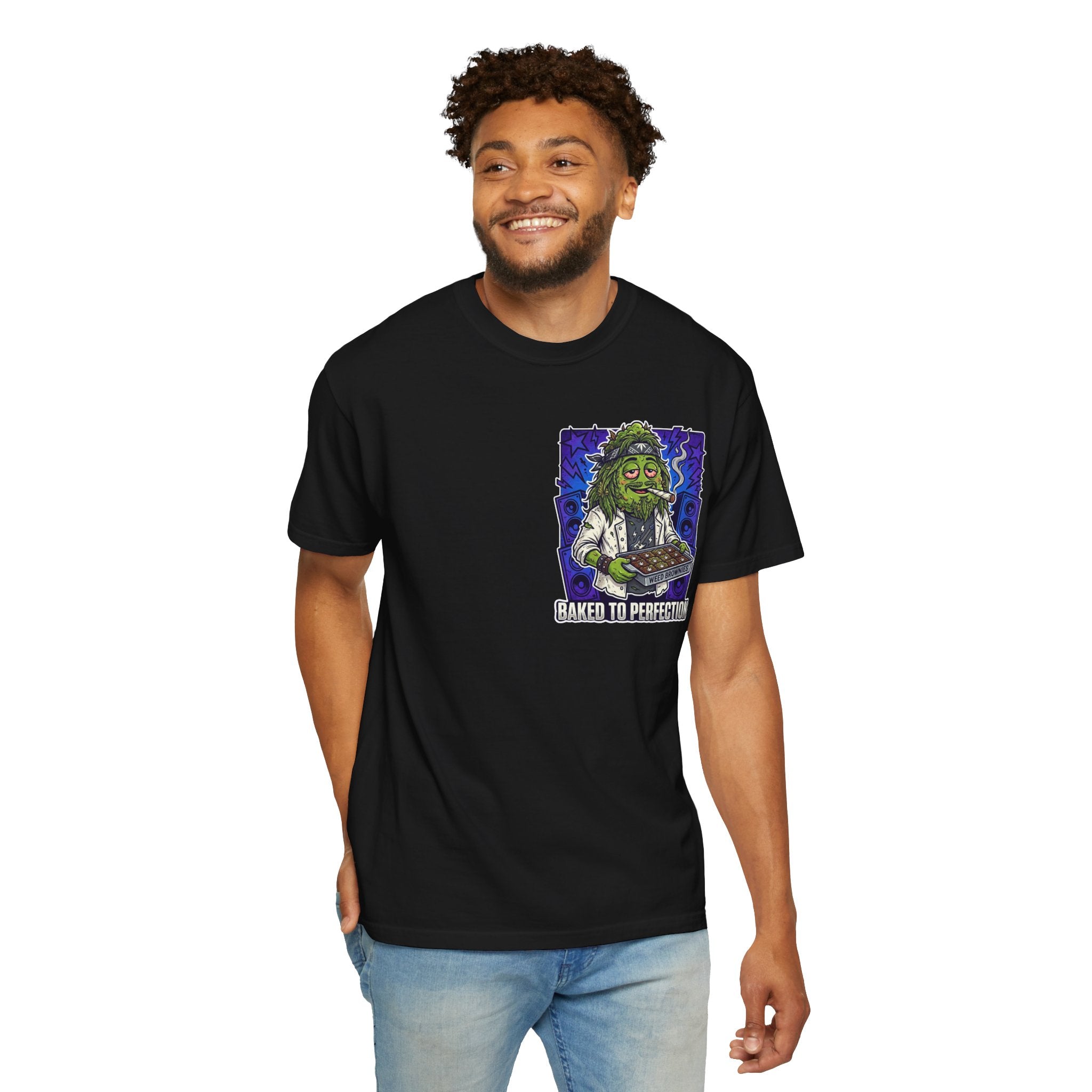 Retro 90s Stoner Rockstar Bud Baked To Perfection Graphic Tee