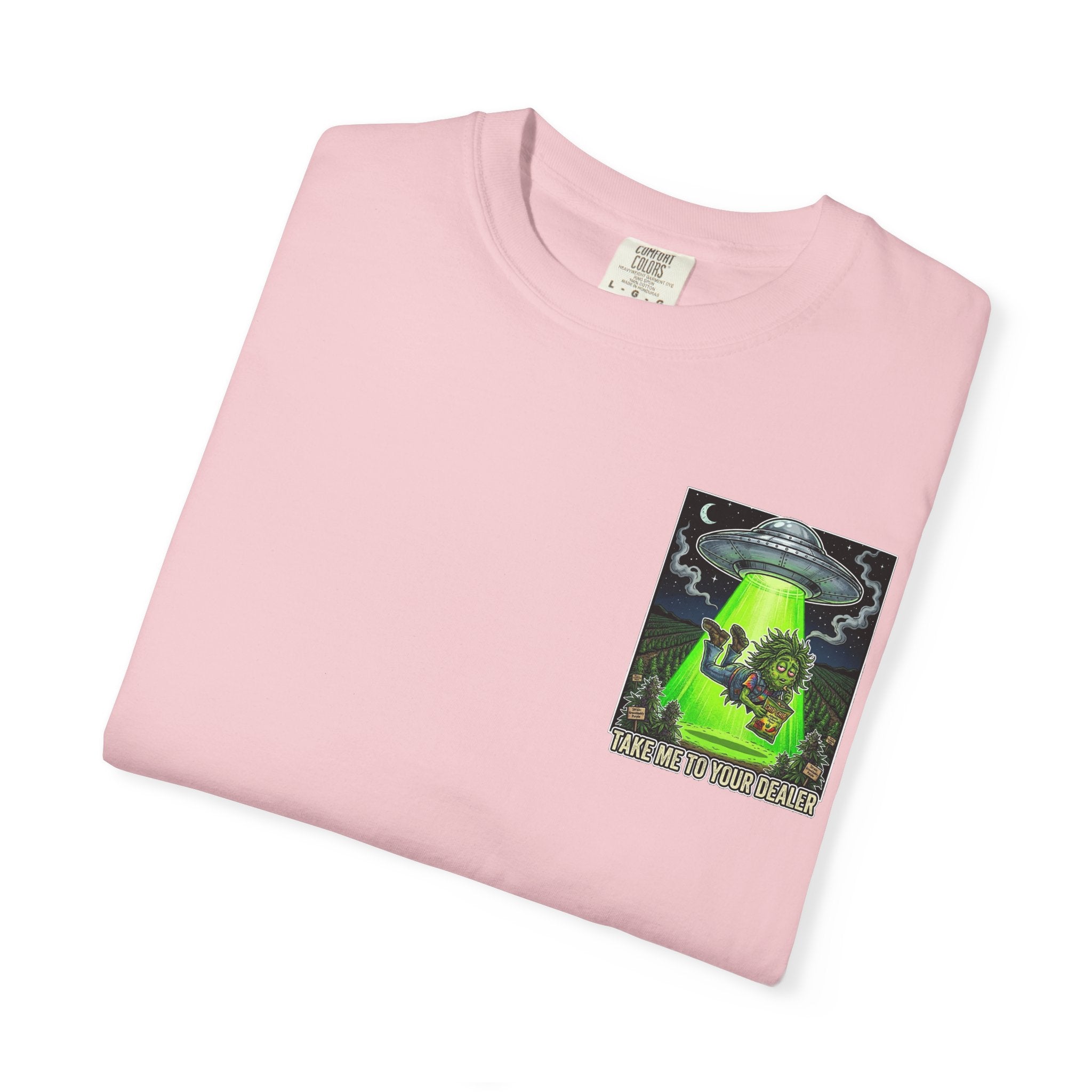 Take Me To Your Dealer - Retro Sci-Fi Cannabis Graphic Tee