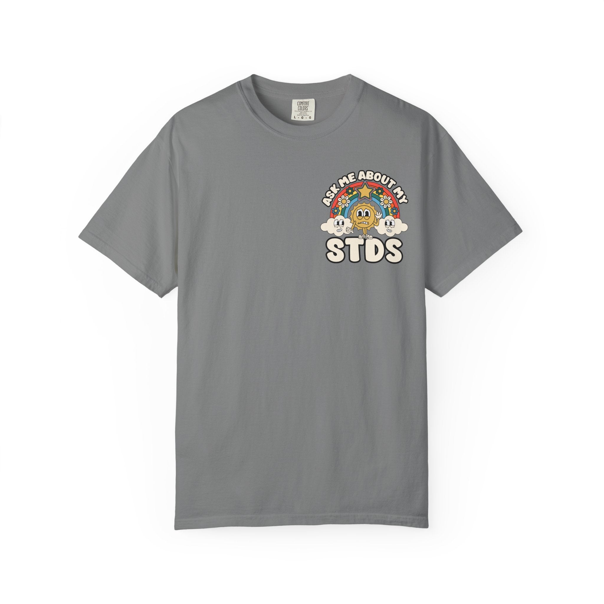 Adult Humor "Ask Me About My STDs" Double-Sided Retro Tee
