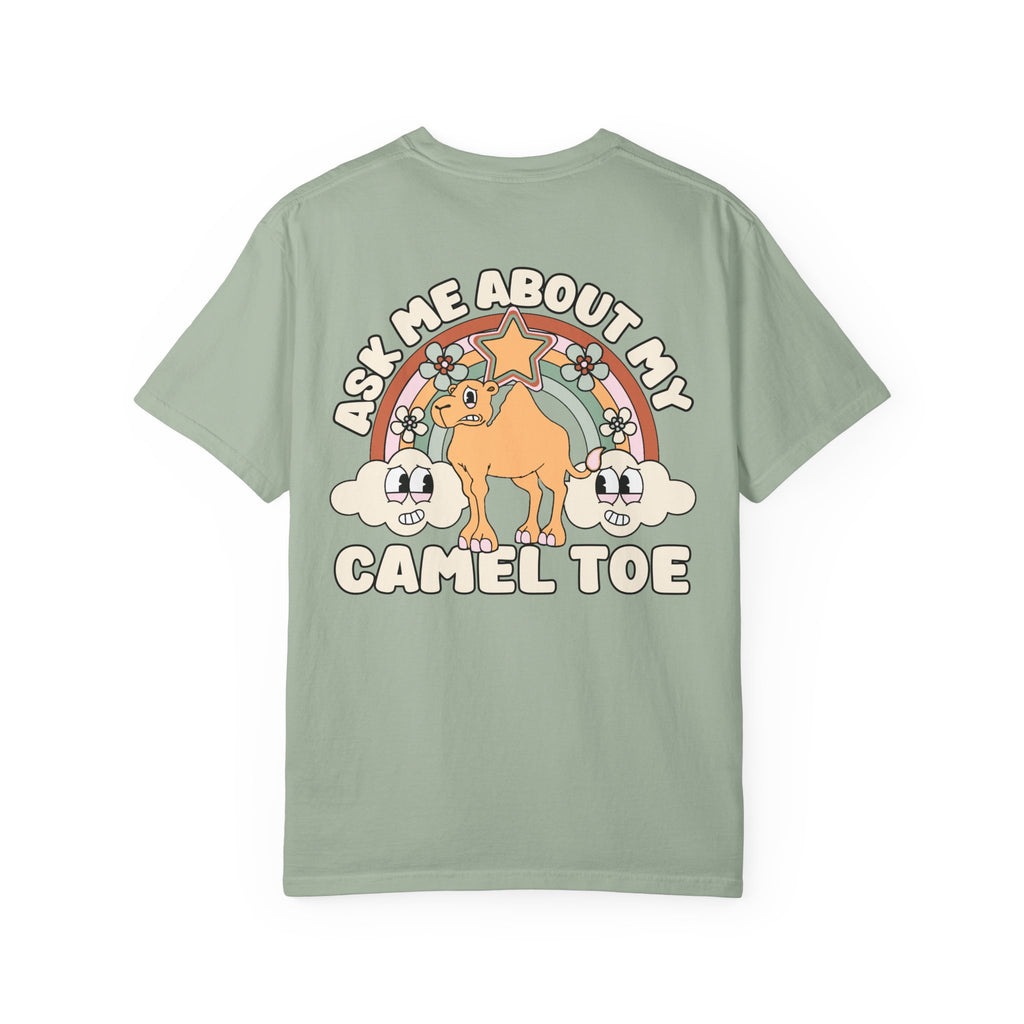 Adult Humor "Ask Me About My Camel Toe" Double-Sided Retro Tee