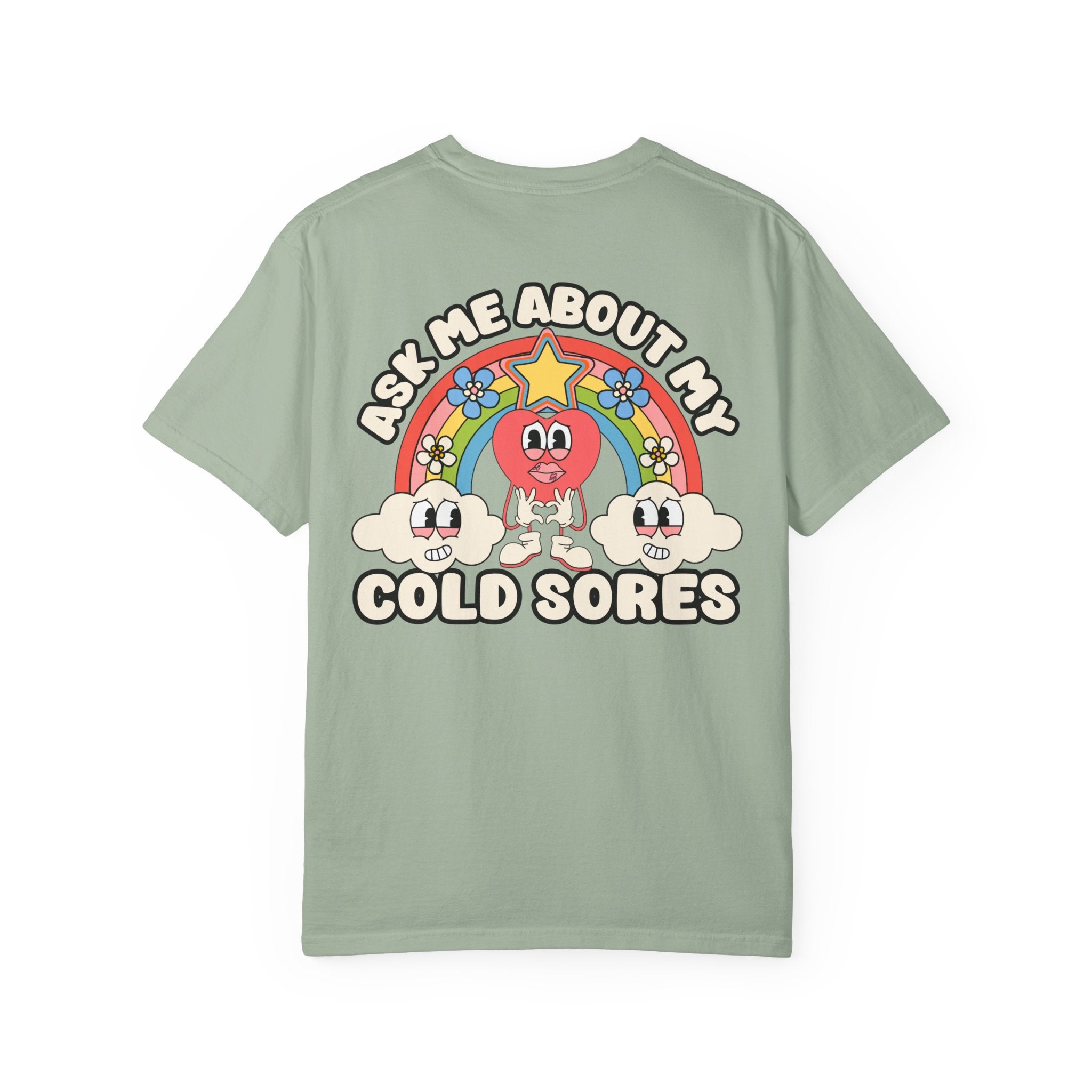 Adult Humor "Ask Me About My Cold Sores" Double-Sided Retro Tee
