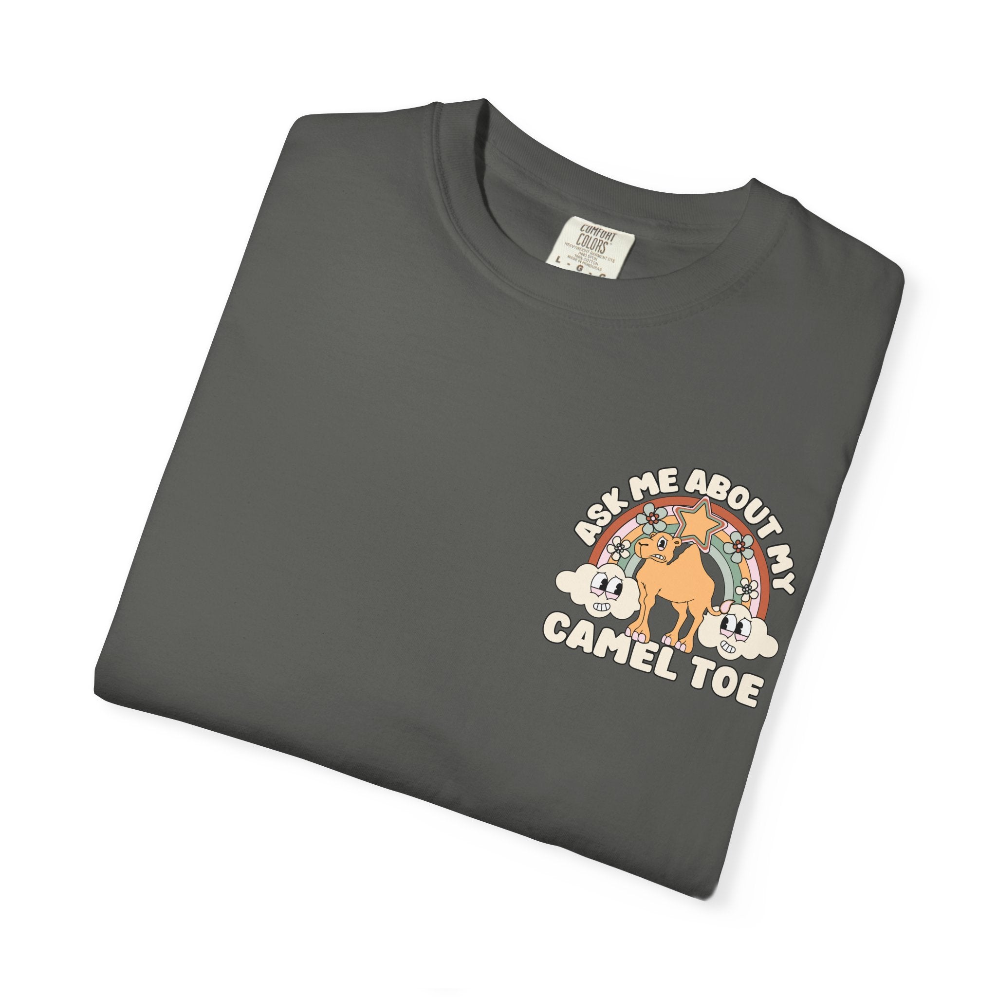 Adult Humor "Ask Me About My Camel Toe" Double-Sided Retro Tee