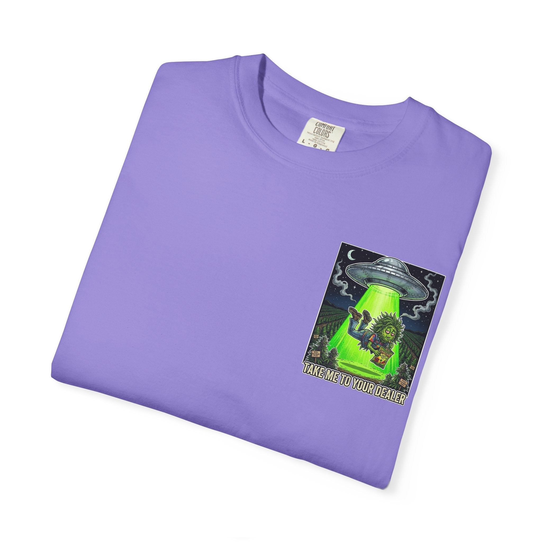 Take Me To Your Dealer - Retro Sci-Fi Cannabis Graphic Tee