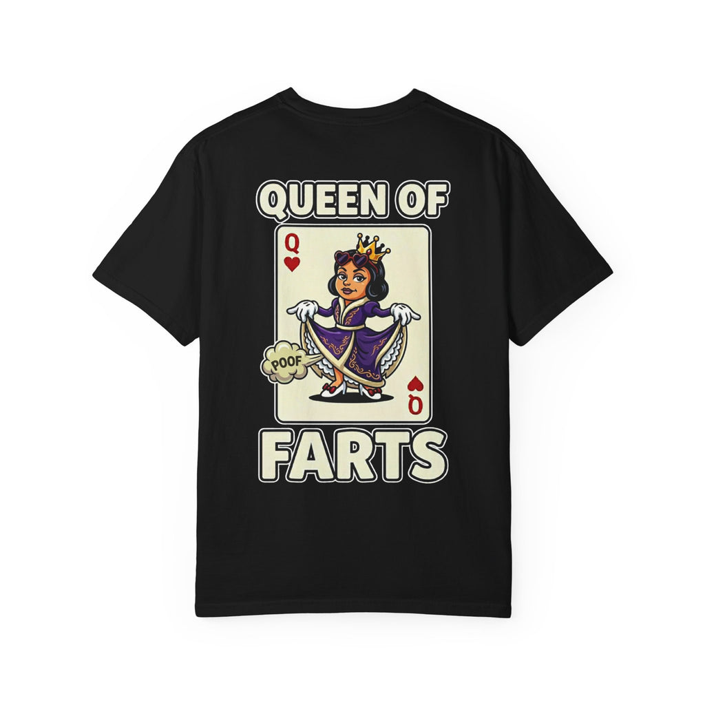 Queen Of Farts Funny Playing Card Shirt - Cute Royalty Gag Gift Novelty Parody T-Shirt