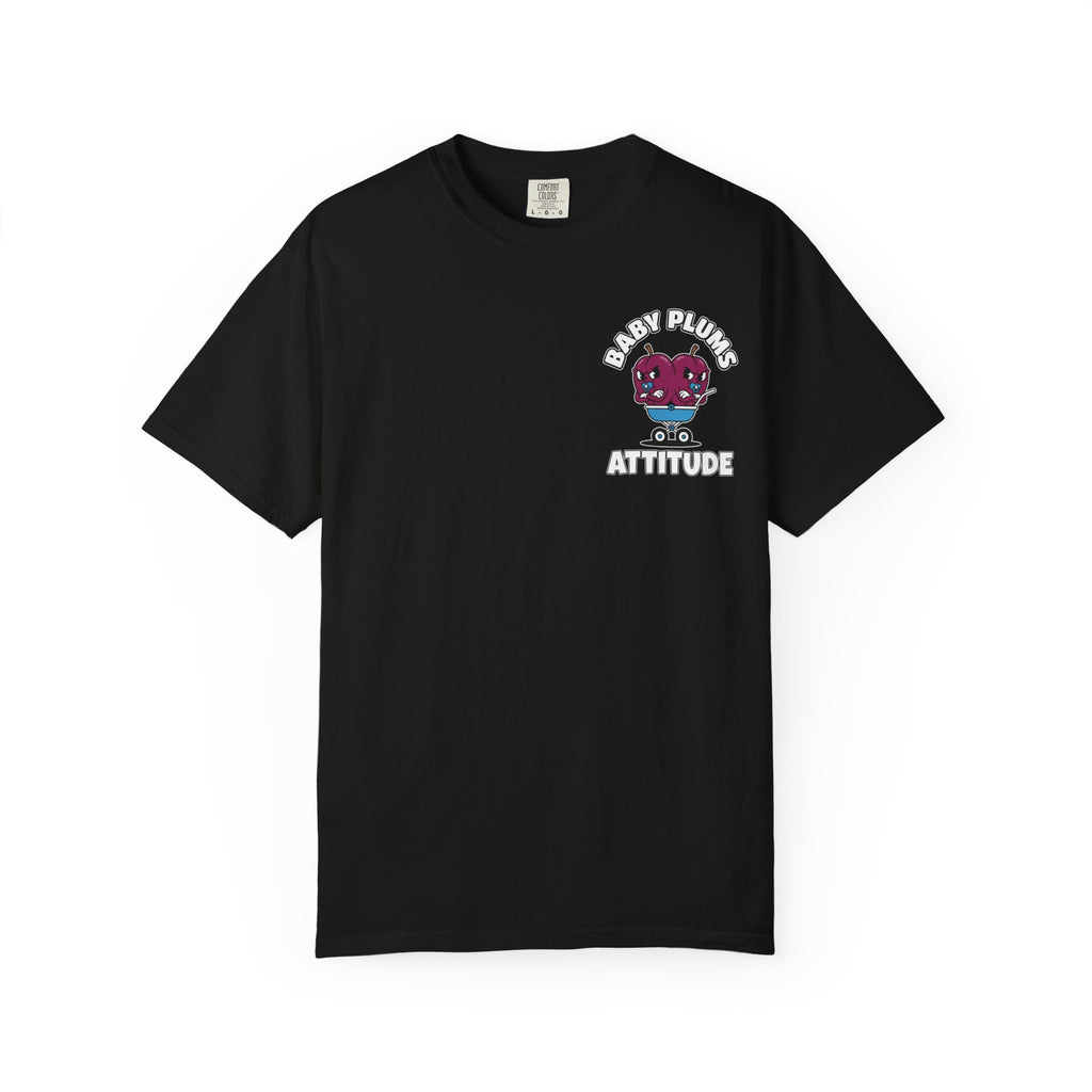 BABY PLUMS ATTITUDE Funny Sarcastic Adult Humor T-Shirt - Cheeky Double Entendre Graphic Tee