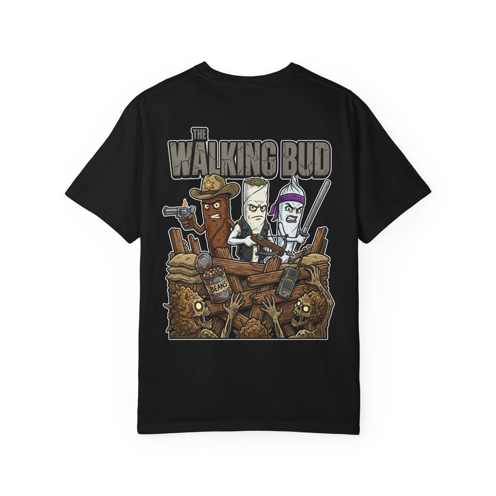 THE WALKING BUD Funny Zombie Parody Post-Apocalypse Survivor Weed Humor Graphic T-Shirt