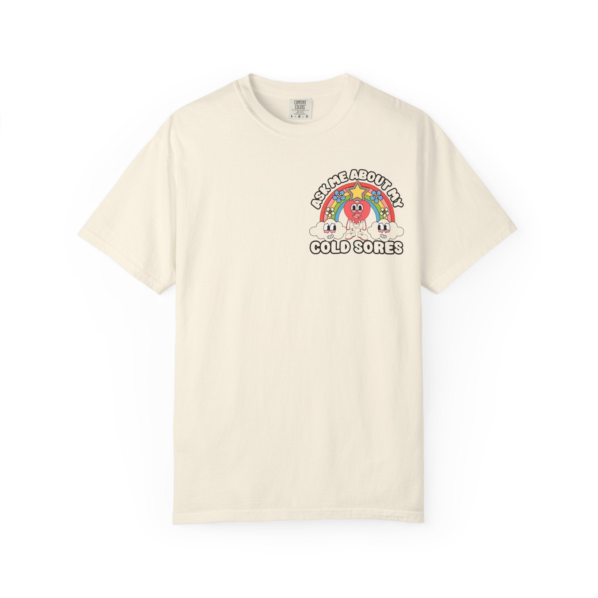 Adult Humor "Ask Me About My Cold Sores" Double-Sided Retro Tee