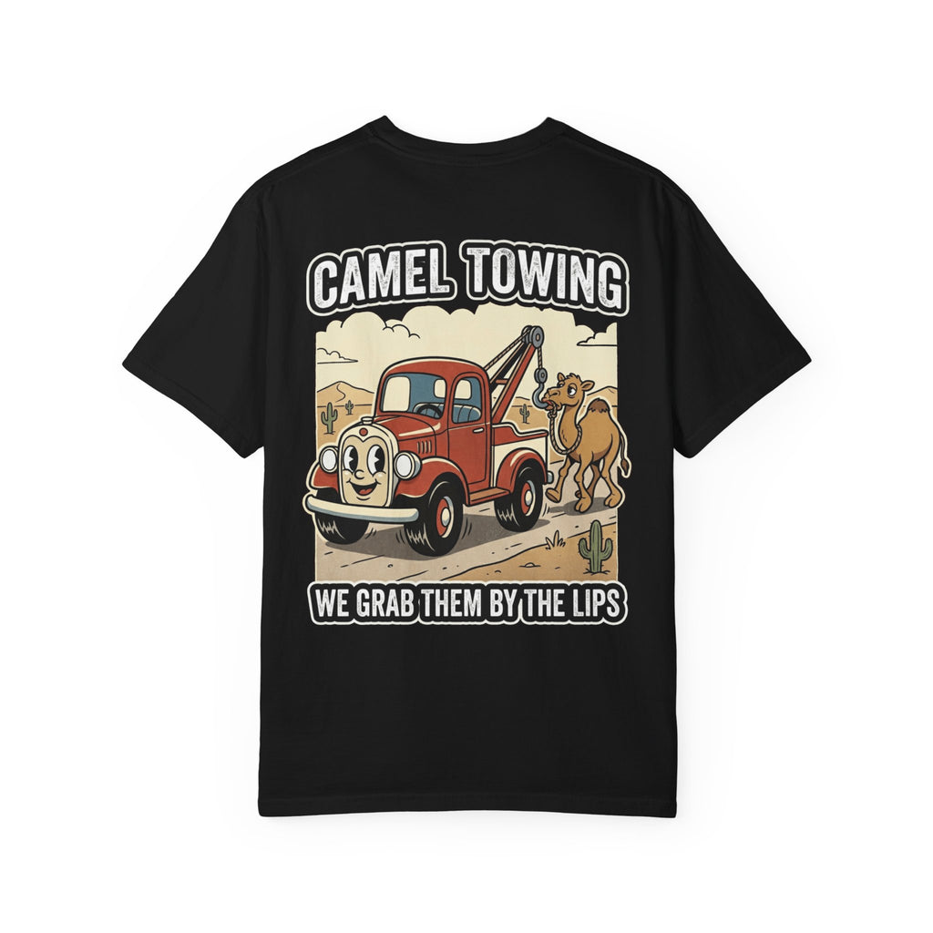 Retro 1930s Rubber Hose Tow Truck T-Shirt - Camel Towing We Grab Them By The Lips Tee Shirt