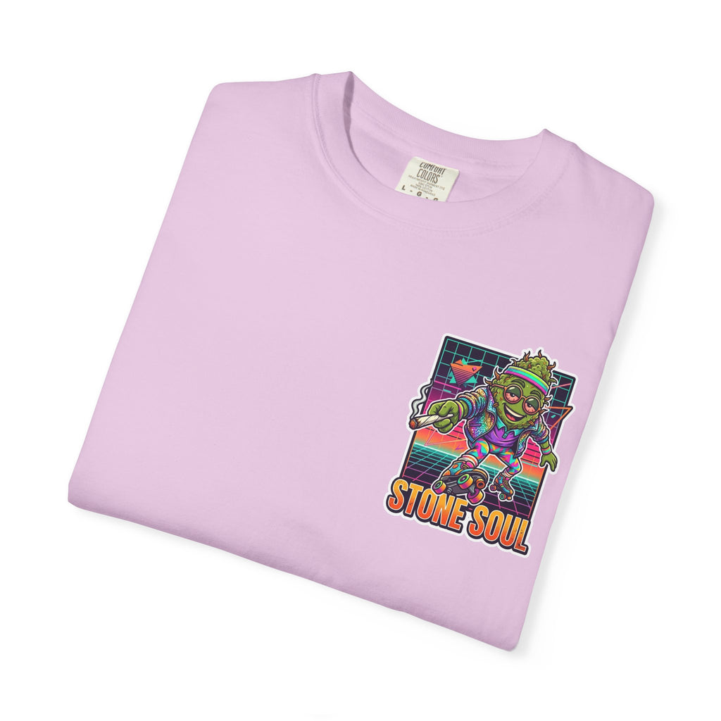 Retro 80s Synthwave Stone Soul Roller Skating Weed Bud Graphic Tee