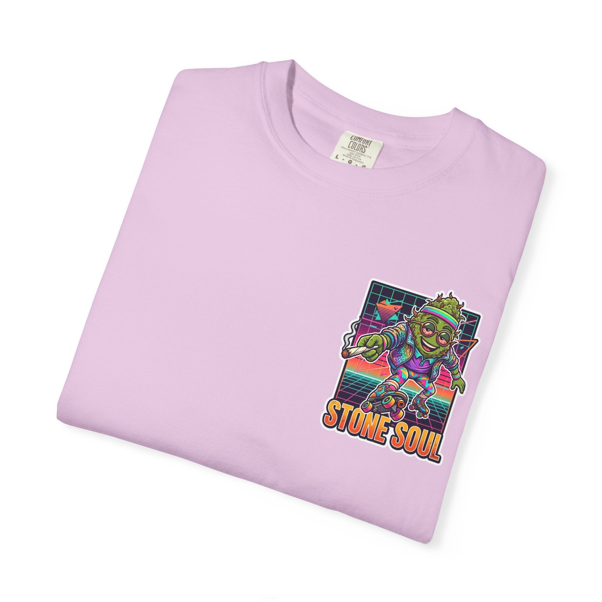Retro 80s Synthwave Stone Soul Roller Skating Weed Bud Graphic Tee