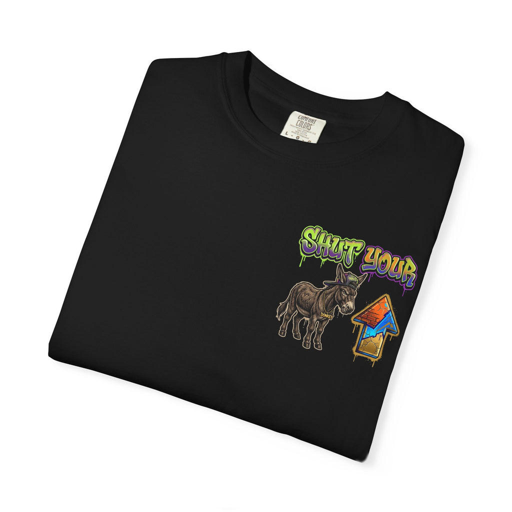 Shut Your Ass Up Funny Donkey Shirt - Retro Graffiti Hip Hop Rude Gag Gift Novelty T-Shirt
