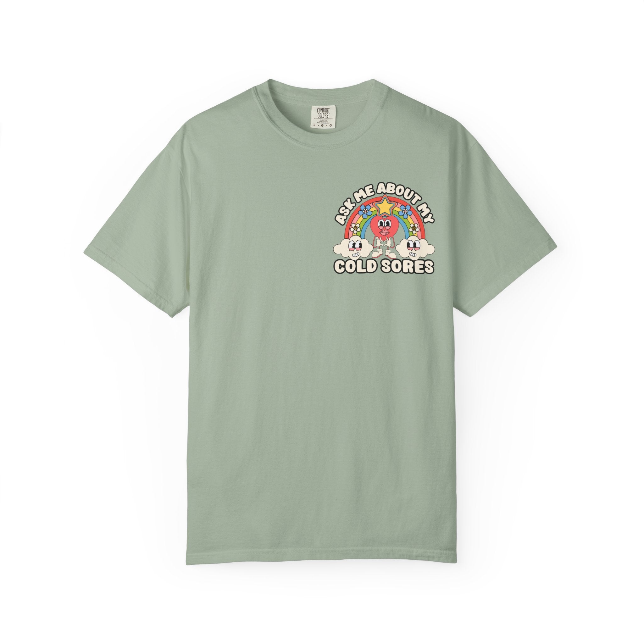 Adult Humor "Ask Me About My Cold Sores" Double-Sided Retro Tee